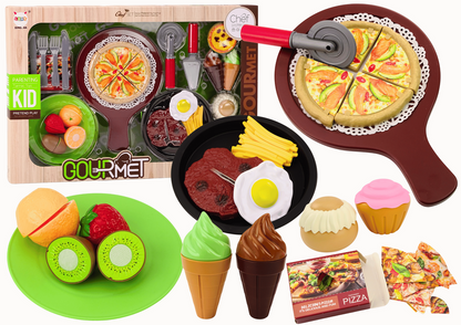 Conjunto fast food pizza batatas fritas acessórios 26 peças