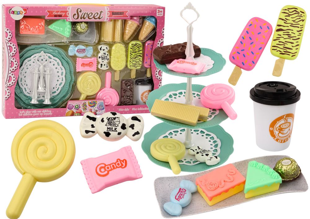 Conjunto pastelaria café doces e bolos 25 peças