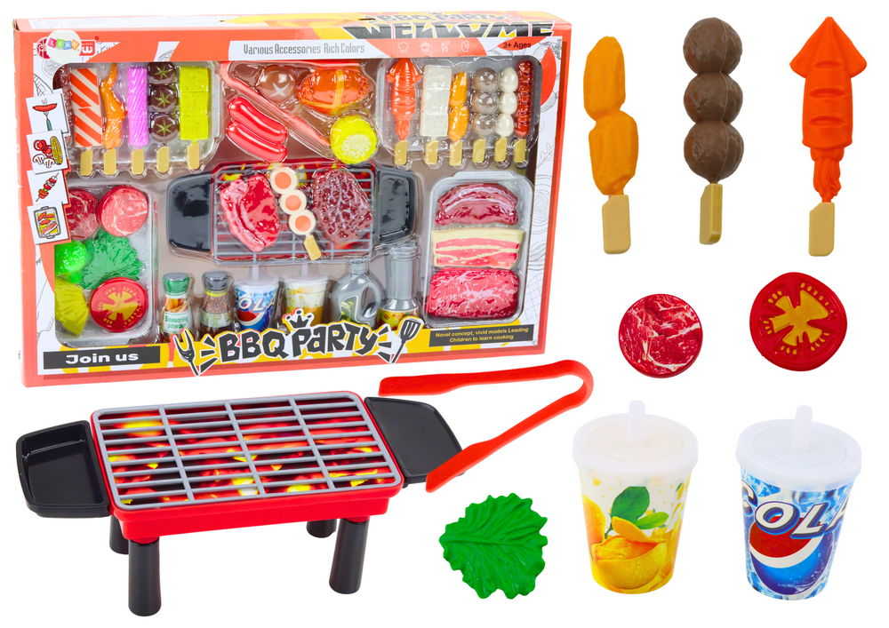 Conjunto churrasco festa alimentos bebidas legumes 40 peças