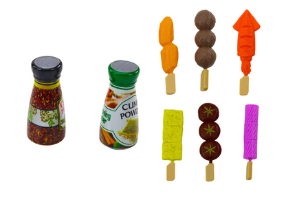 Conjunto churrasco festa alimentos bebidas legumes 40 peças