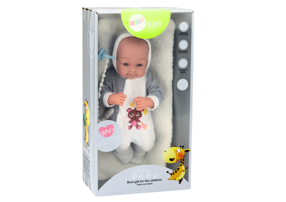 Boneca bebé com body e manta acessórios 35 cm