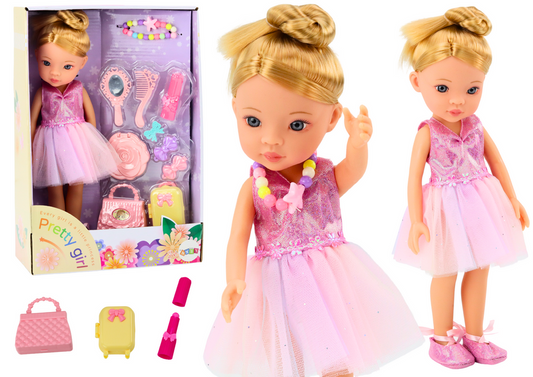 Boneca bailarina com acessórios vestido rosa