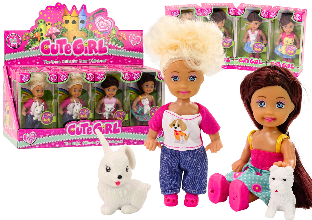 Mini boneca cabelo comprido roupas animais coloridas (1 unidade, sortido)