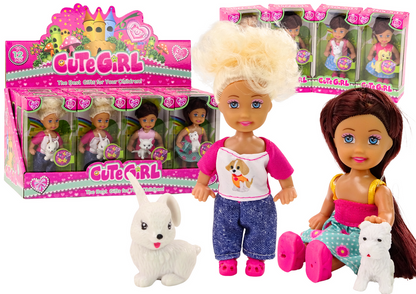 Mini boneca cabelo comprido roupas animais coloridas (1 unidade, sortido)