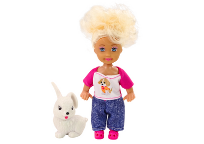 Mini boneca cabelo comprido roupas animais coloridas (1 unidade, sortido)
