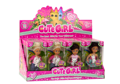 Mini boneca cabelo comprido roupas animais coloridas (1 unidade, sortido)