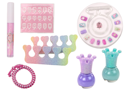 Conjunto cosmética manicure mala maquilhagem roxa 9 peças