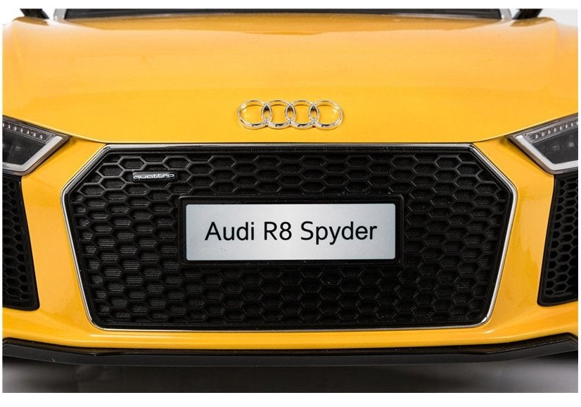 Carro elétrico infantil Audi R8 Spyder amarelo pintado