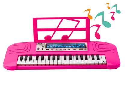 Piano elétrico infantil 36 melodias rosa