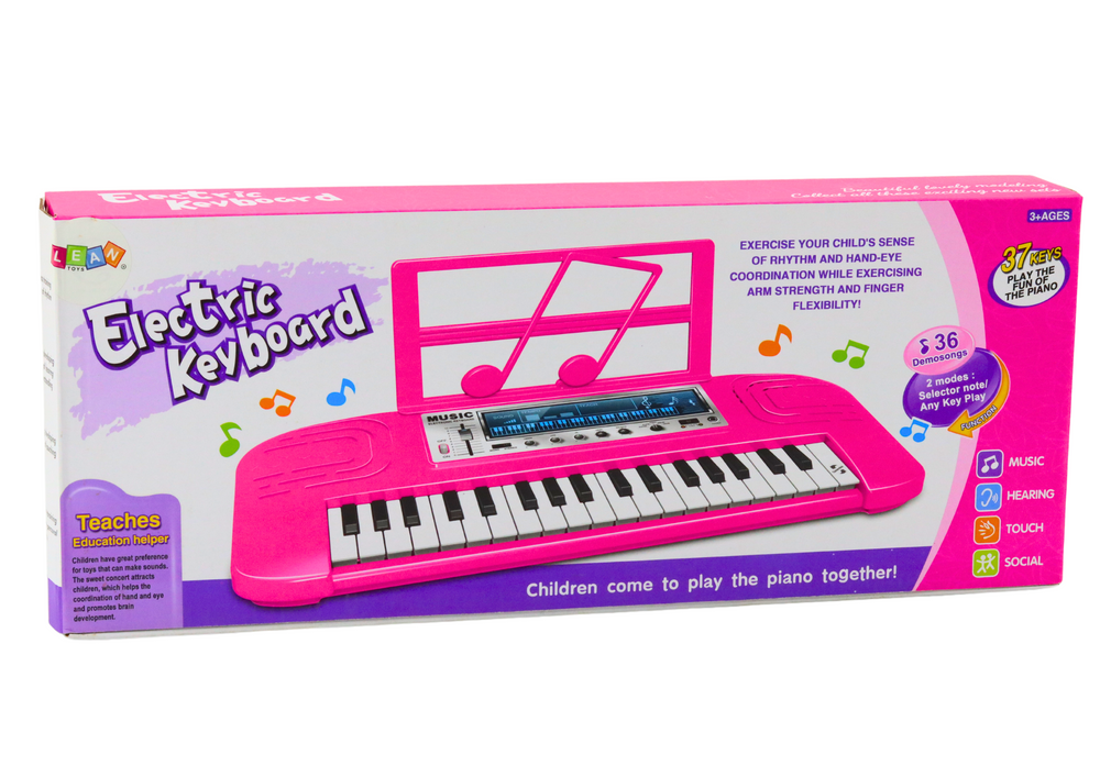 Piano elétrico infantil 36 melodias rosa