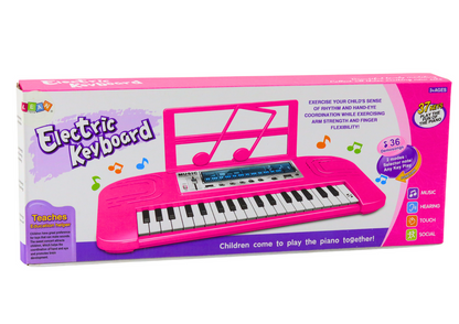 Piano elétrico infantil 36 melodias rosa