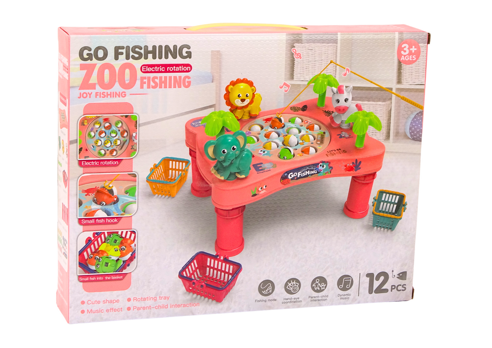 Jogo de pesca de mesa rosa