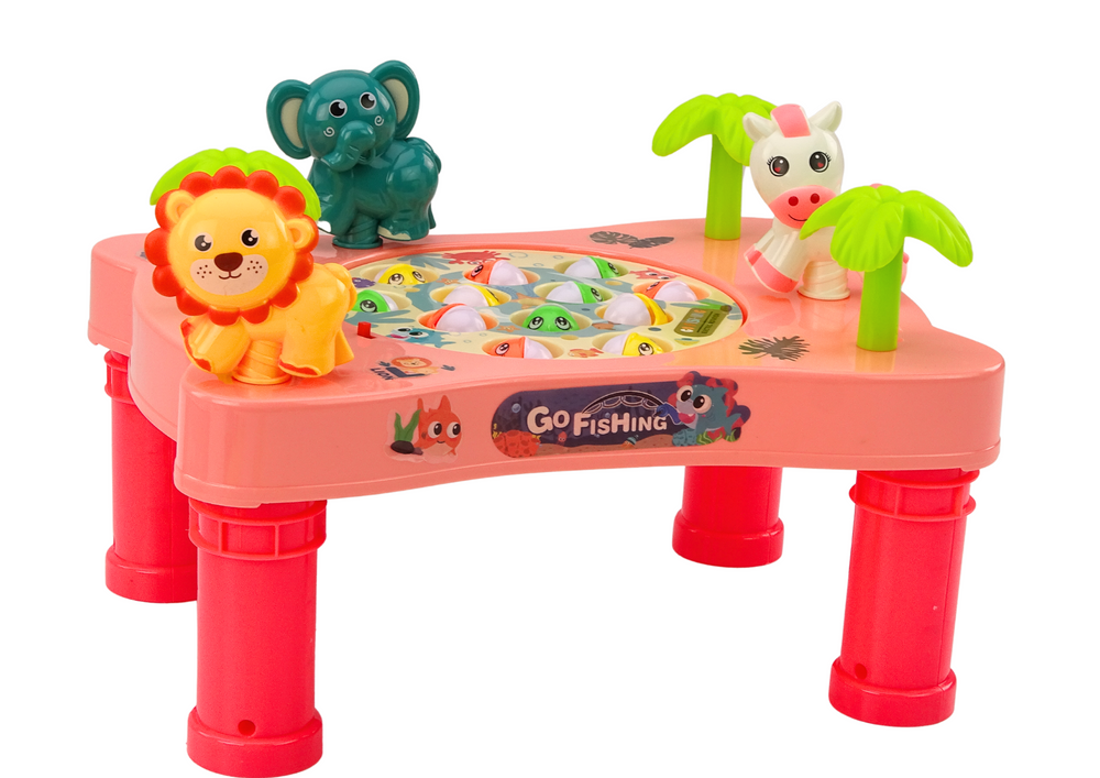 Jogo de pesca de mesa rosa