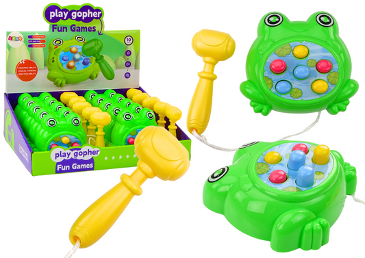 Mini jogo whac-a-mole sapo com martelo verde (1 unidade)