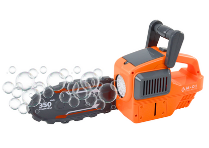 Máquina de bolhas de sabão motosserra laranja