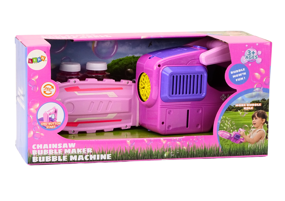 Máquina de bolhas de sabão motosserra rosa