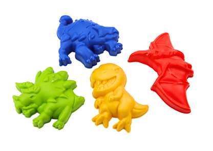 Conjunto balde areia com regador e moldes dinossauro