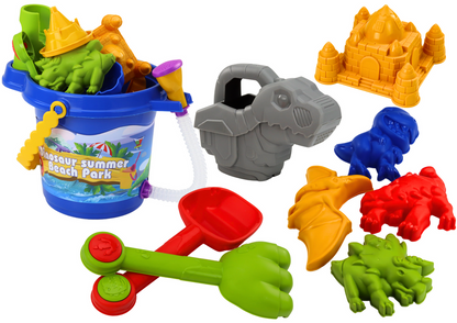 Conjunto areia com balde pá ancinho moldes dinossauro