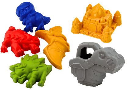 Conjunto areia com balde pá ancinho moldes dinossauro