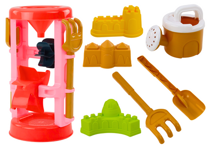 Conjunto brinquedos com moinho moldes castelos regador rosa