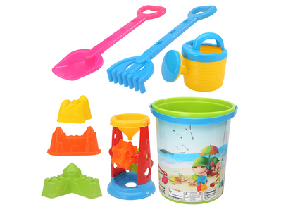 Conjunto brinquedos balde moinho regador moldes coloridos