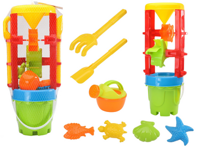 Conjunto brinquedos balde moinho grande moldes coloridos