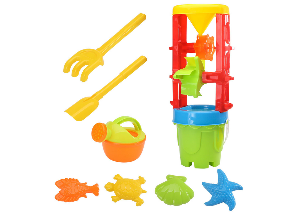 Conjunto brinquedos balde moinho grande moldes coloridos