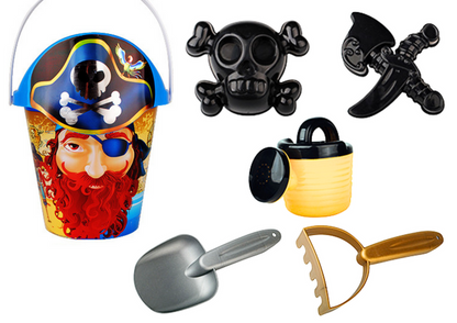 Conjunto brinquedos pirata balde regador peneira 6 peças