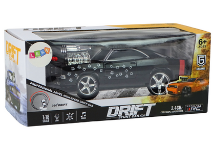 Carro RC drift 360 1:18 com luzes e sons preto