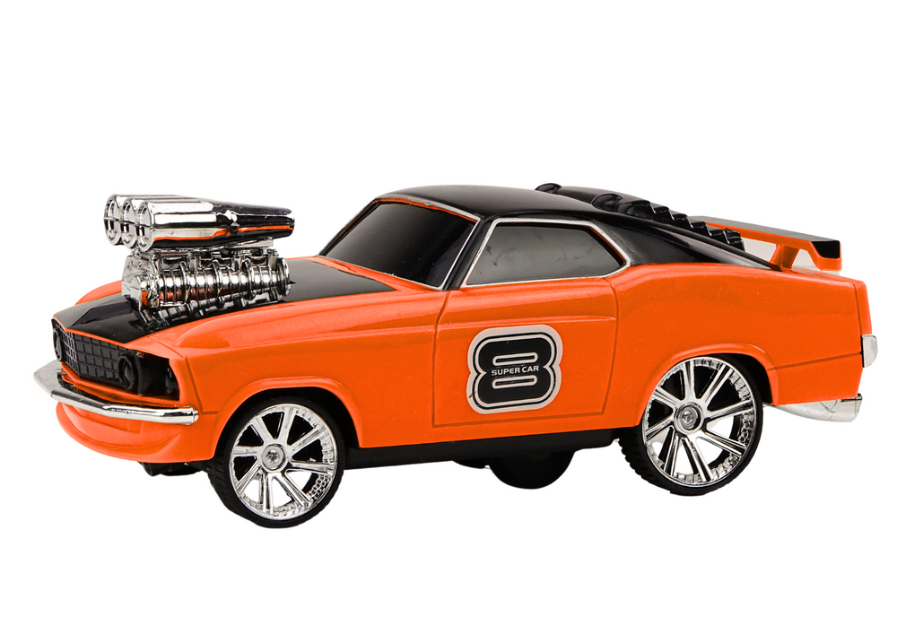 Carro RC drift 360 1:18 com luzes e sons laranja