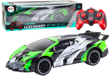 Carro desportivo RC 1:10 25 km/h com luz verde