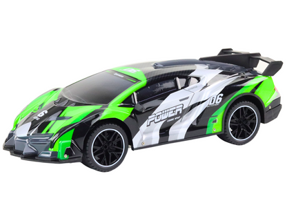 Carro desportivo RC 1:10 25 km/h com luz verde