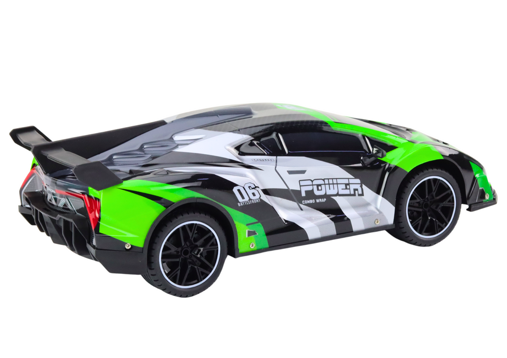 Carro desportivo RC 1:10 25 km/h com luz verde
