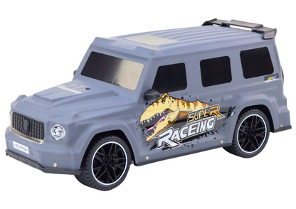 Carro RC 1:10 com dinossauro cinzento