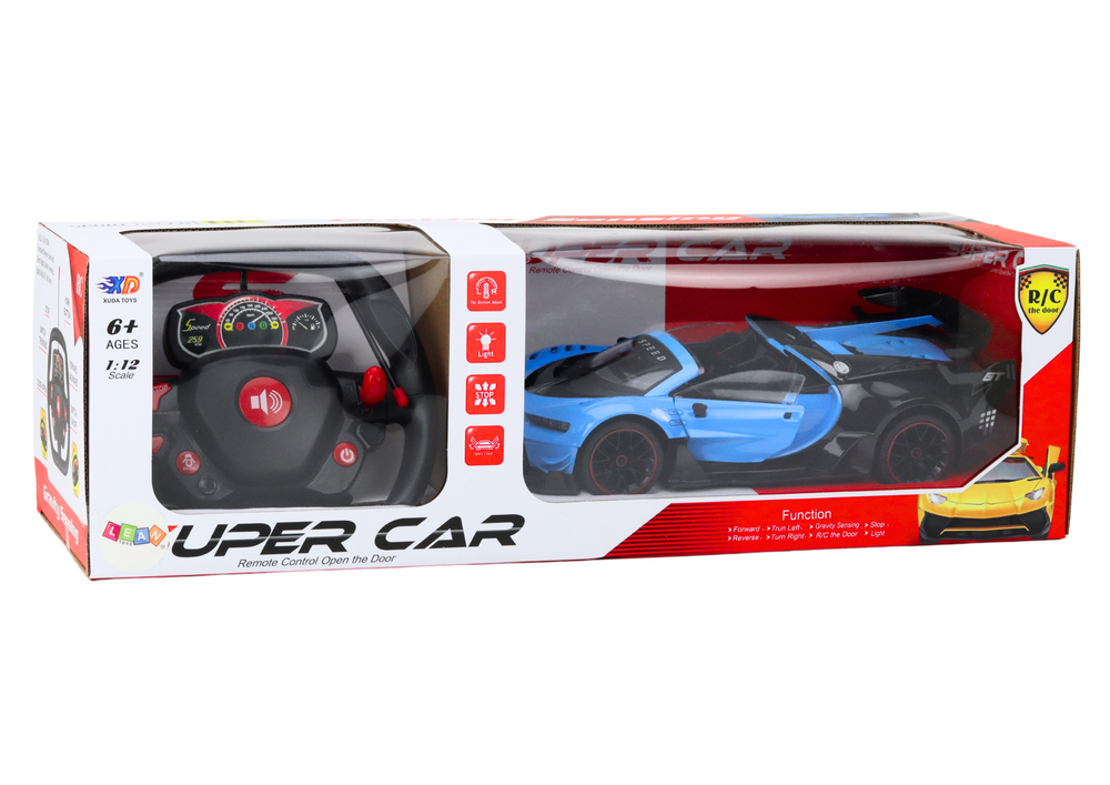 Carro desportivo RC 1:12 portas de abrir azul