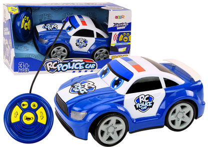 Carro polícia cartoon RC com luzes e sons