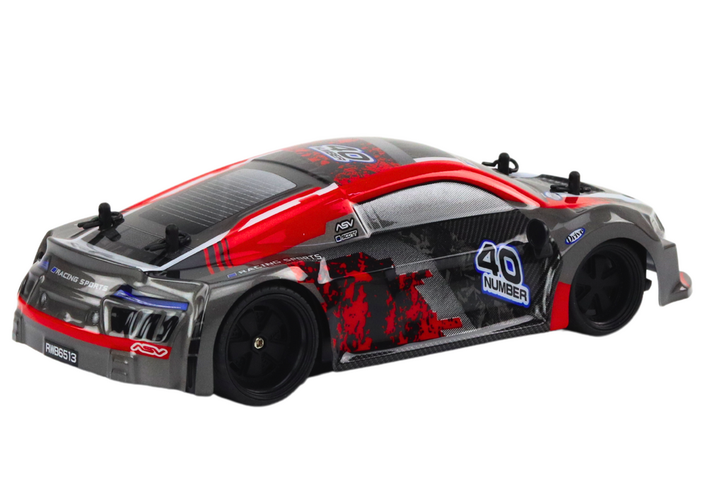 Carro RC 1:18 drift rodas borracha vermelho
