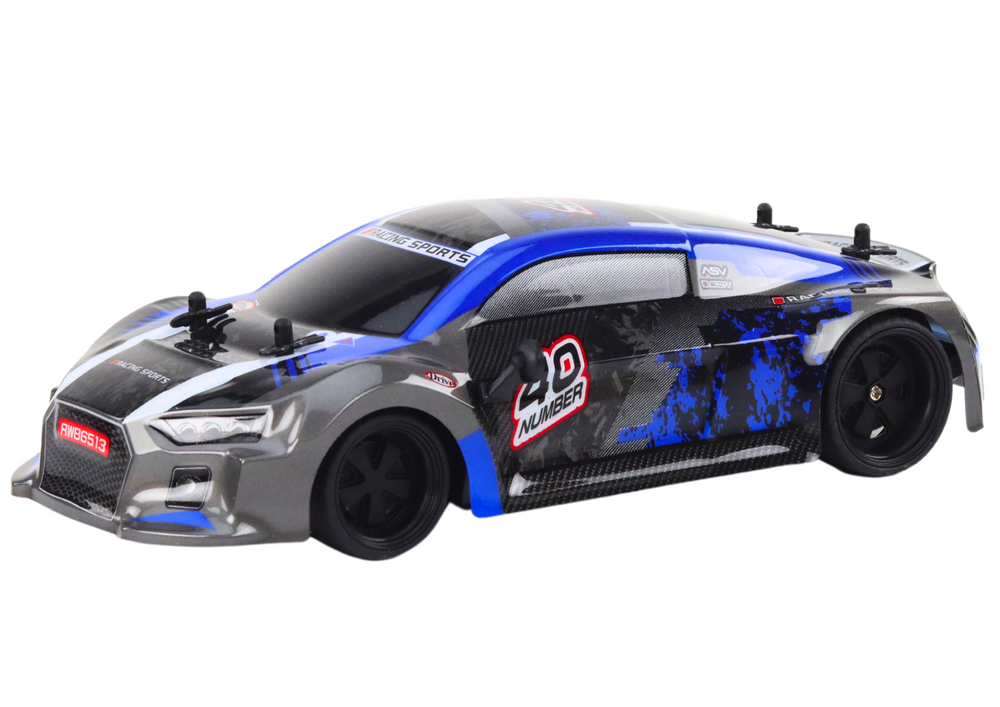 Carro RC 1:18 drift rodas borracha azul