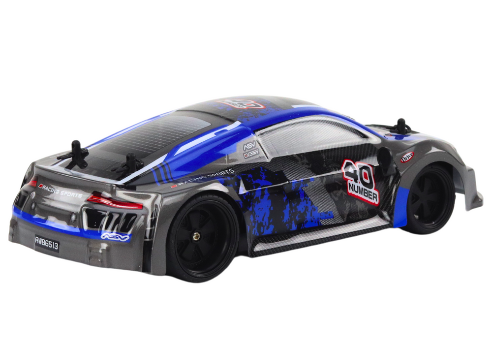 Carro RC 1:18 drift rodas borracha azul