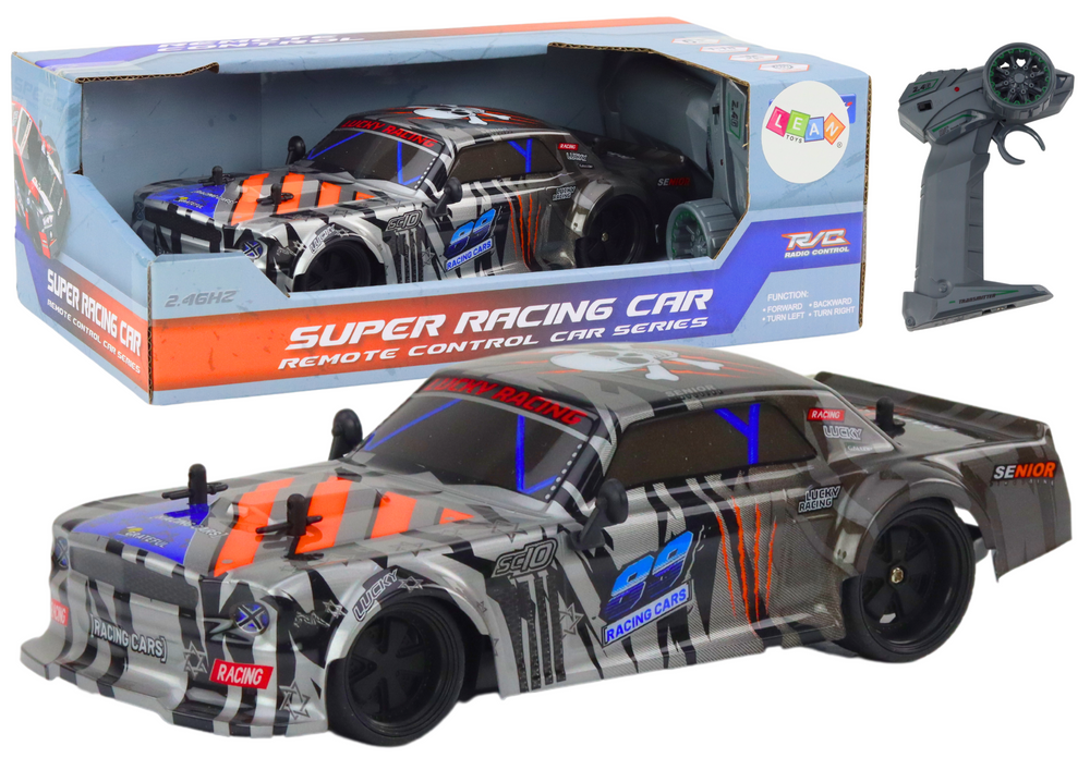 Carro desportivo RC 1:18 cinzento