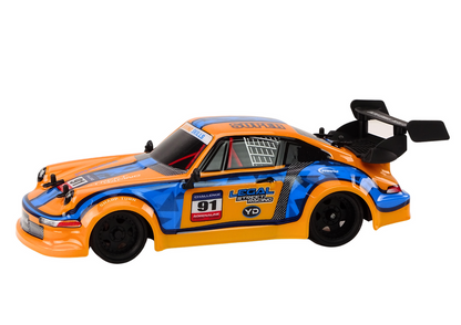 Carro RC 1:16 drift rodas borracha laranja