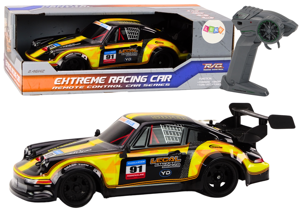 Carro RC 1:16 drift rodas borracha amarelo