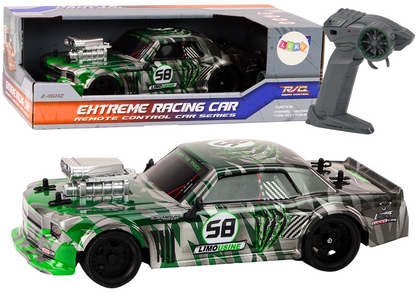 Carro RC 1:16 drift rodas borracha verde