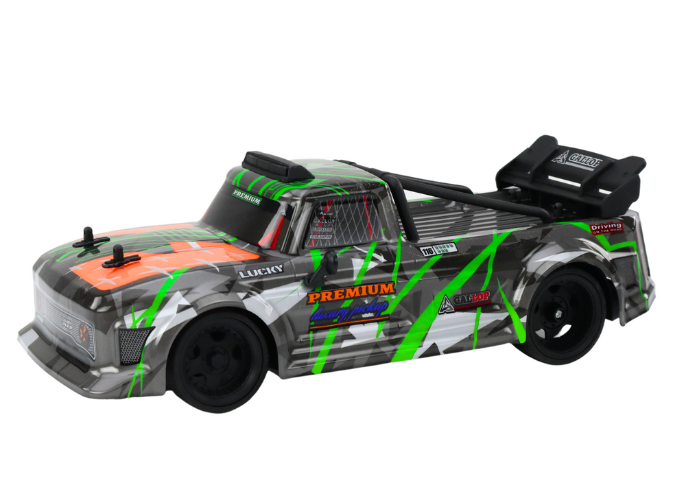 Carro RC 1:16 drift rodas borracha cinzento verde