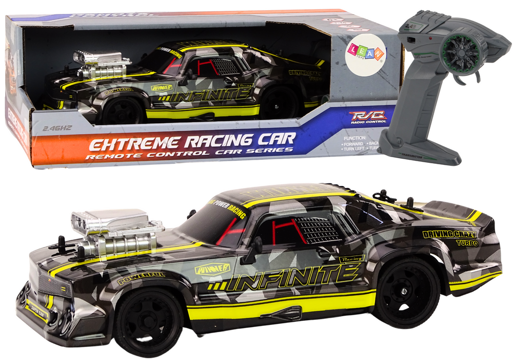 Carro RC 1:16 drift rodas borracha preto