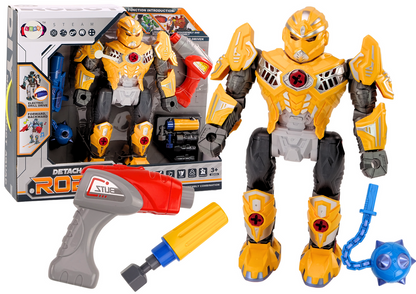 Robot desmontável com berbequim luz e som amarelo