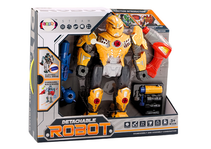Robot desmontável com berbequim luz e som amarelo
