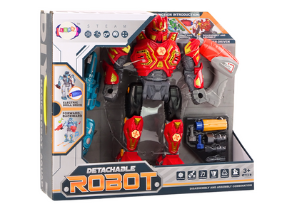 Robot desmontável com berbequim luz e som vermelho