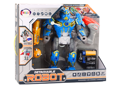 Robot desmontável com berbequim luz e som azul