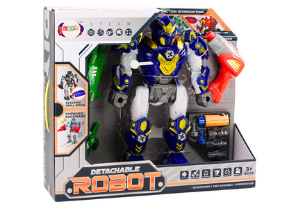 Robot desmontável com berbequim luz e som azul escuro